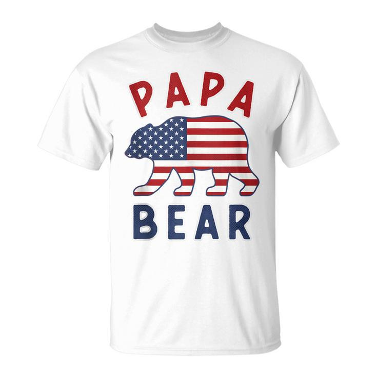 Mens American Flag Papa Bear 4Th Of July Usa Patriotic Dad  Unisex T-Shirt