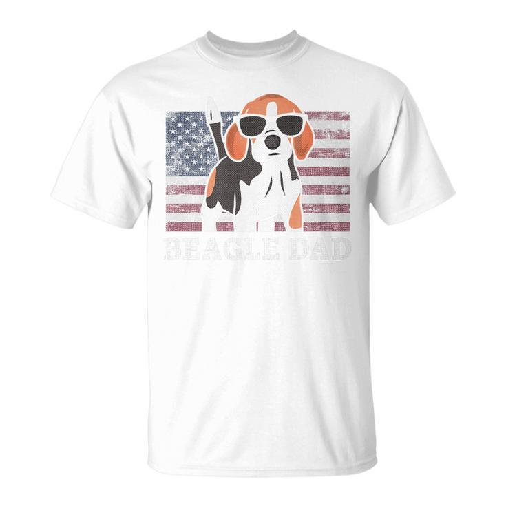 Mens Beagle Dad American Flag 4Th Of July Patriotic Beagle Design   Unisex T-Shirt