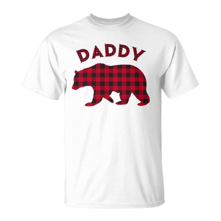 Mens Daddy Bear Red Plaid Christmas Buffalo Pajama Gift Unisex T-Shirt