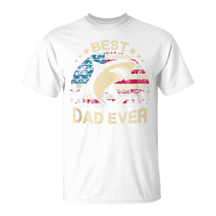 Mens Daddy Shark T  Best Dad Papa Ever 4Th Of July Father  Unisex T-Shirt