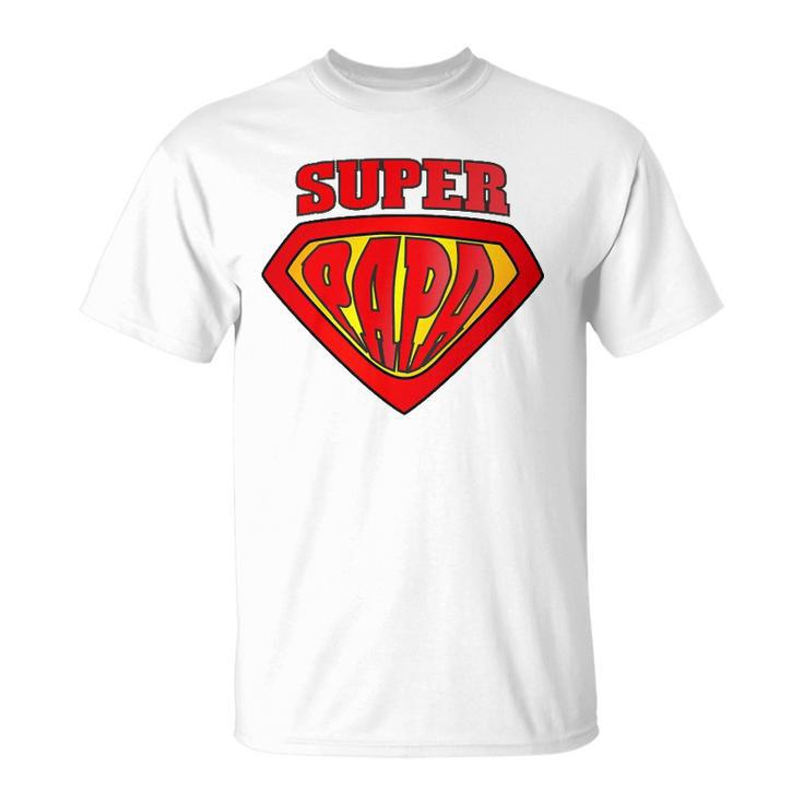 Mens Superhero Super Papa Father Day Dad Gift Unisex T-Shirt