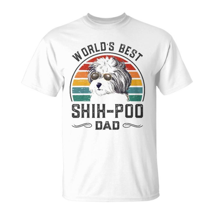 Mens Worlds Best Shih Poo Dad Vintage Dog Dad Unisex T-Shirt