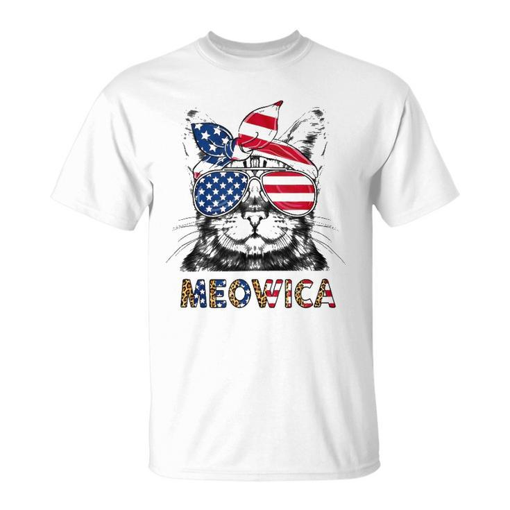 Meowica 4Th Of July Cat American Flag Patriotic Cat Lovers  Unisex T-Shirt