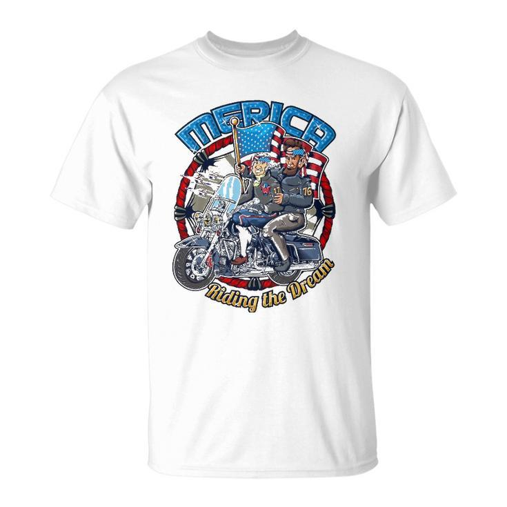 Merica  Funny 4Th Of July Washington Lincoln Biker Gift Unisex T-Shirt