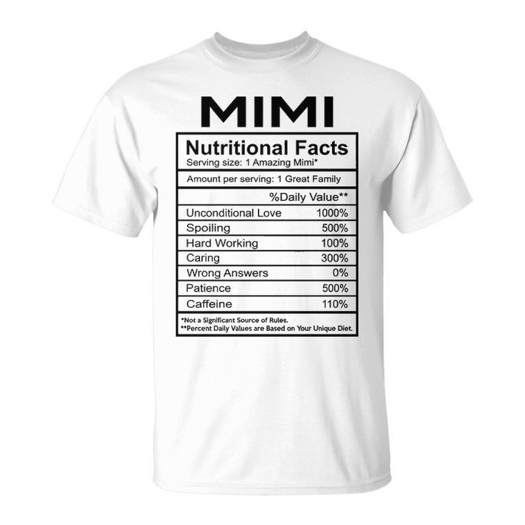 Mimi Grandma Mimi Nutritional Facts T-Shirt