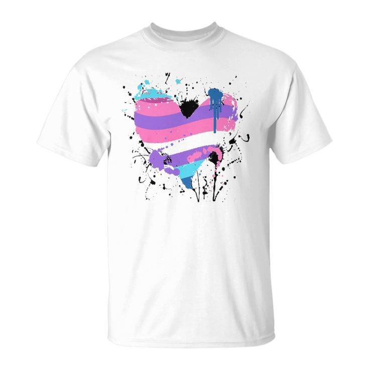 Paint Splash Bigender  Heart Gender Bigender Pride Flag Unisex T-Shirt