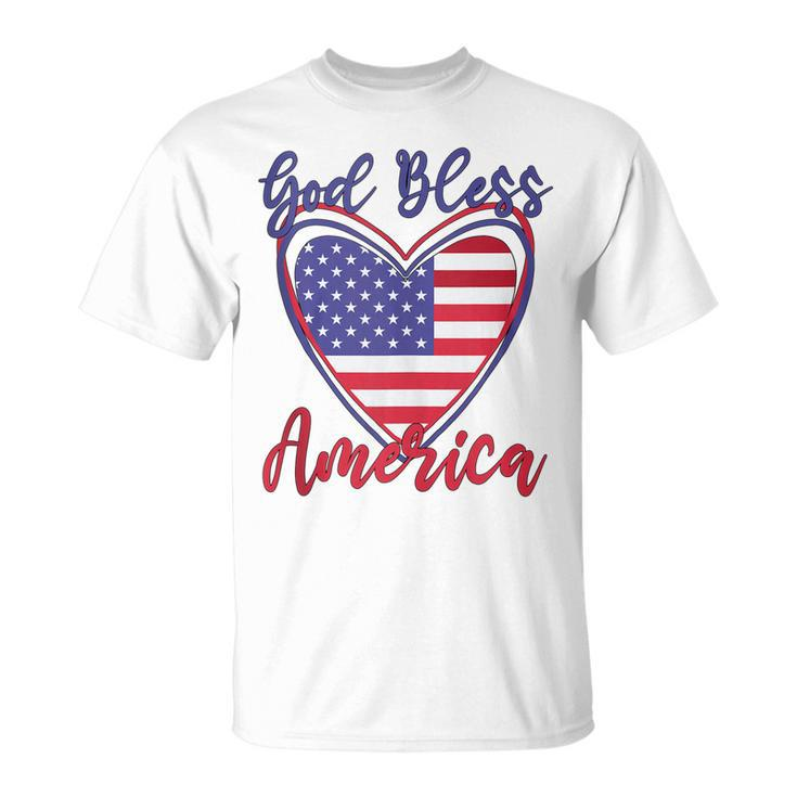Patriotic 4Th Of July Heart For Women Cute God Bless America  Unisex T-Shirt