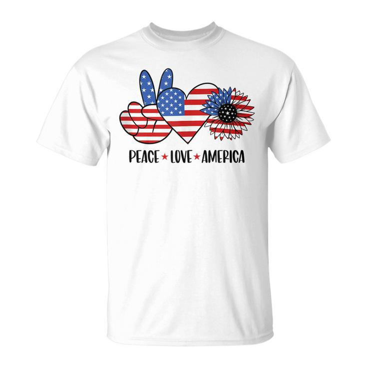Patriotic 4Th Of July Peace Love America  Unisex T-Shirt