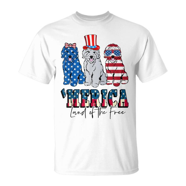 Patriotic Goldendoodle Dog 4Th Of July America Usa Flag  Unisex T-Shirt