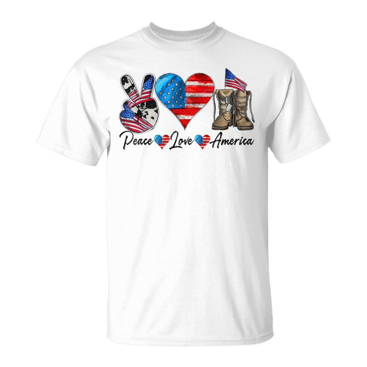 Peace Love America Vintage 4Th Of July Western America Flag  Unisex T-Shirt
