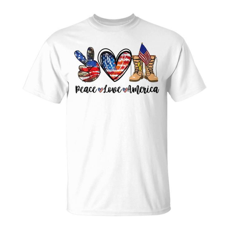 Peace Love America Vintage 4Th Of July Western America Flag  V2 Unisex T-Shirt