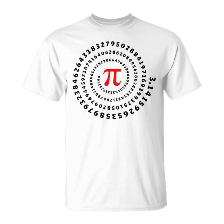 Pi Π Spiral Science Mathematics Math Irrational Number Sequence Unisex T-Shirt