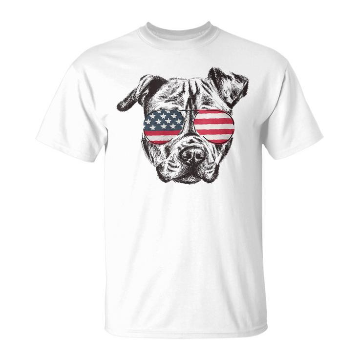 Pitbull 4Th Of July Sunglasses American Flag Patriotic  Unisex T-Shirt