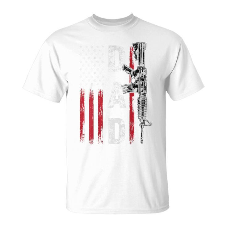 Proud Dad Daddy Gun Rights Ar-15 American Flag Fathers Day T-shirt