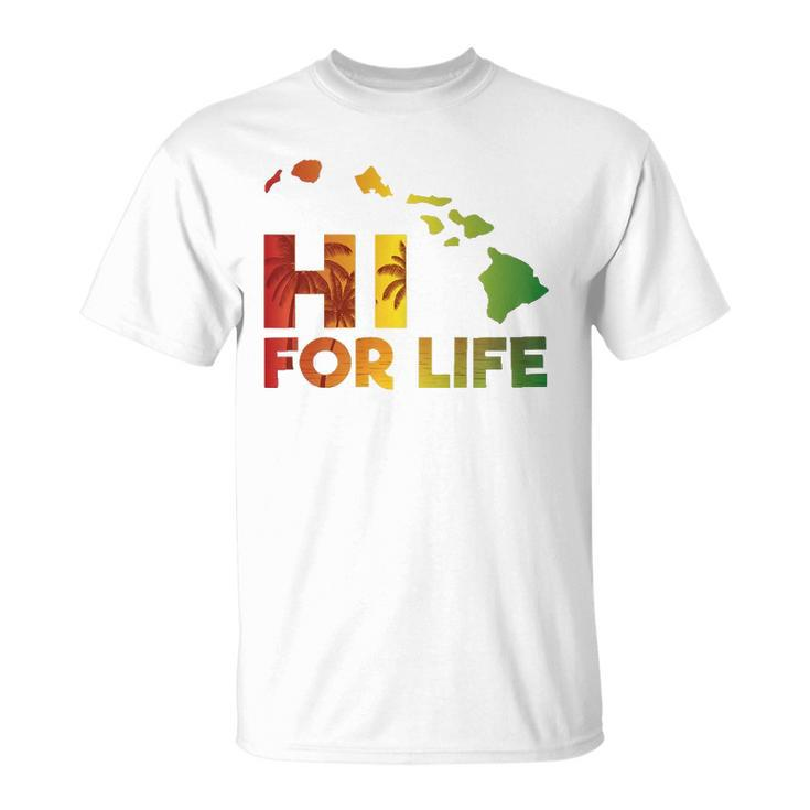 Rasta Colored Hi For Life Hawaii Palm Tree Tee Unisex T-Shirt