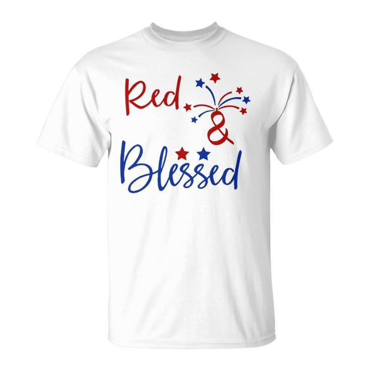 Red White Blessed  4Th Of July Cute Patriotic America Unisex T-Shirt