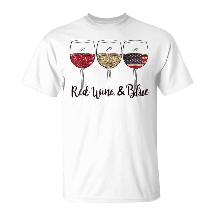 Red Wine & Blue 4Th Of July Wine Red White Blue Wine Glasses  V4 Unisex T-Shirt