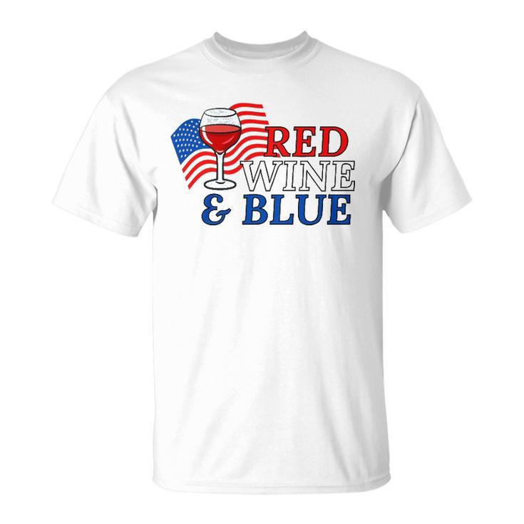 Red Wine & Blue Us Flag 4Th Of July Unisex T-Shirt