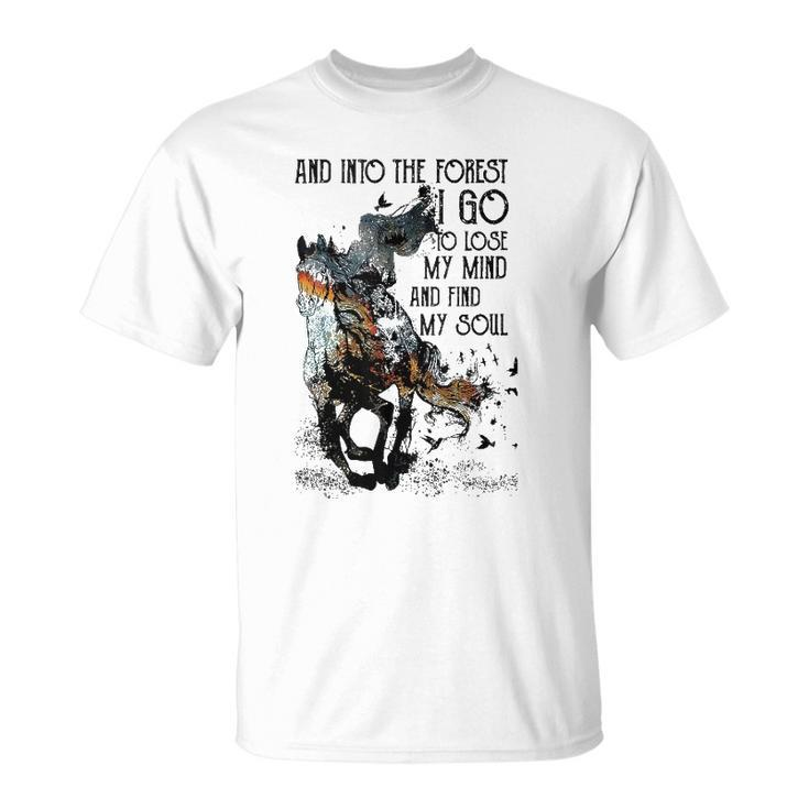 Retro Cowgirl Riding Horse Into Forest I Go Western Cowboy Unisex T-Shirt