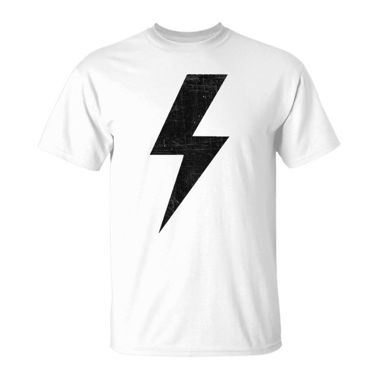 Retro Distressed Bolt Lightning Black Power Symbol T-shirt
