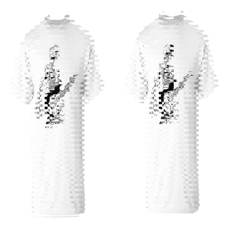 Skeleton Playing Guitar Electric Acoustic Classical T-Shirt