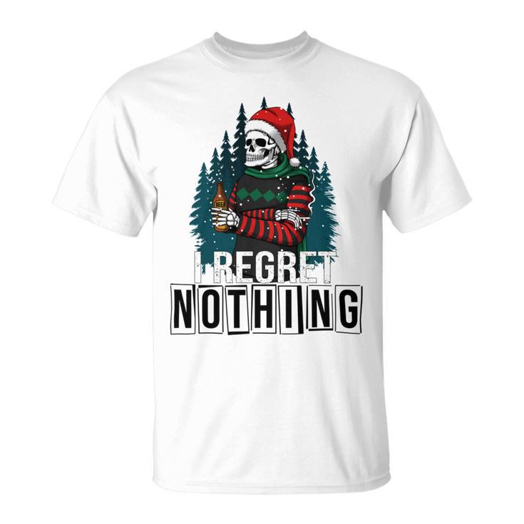 Skeleton Santa I Regret Nothing Christmas Unisex T-Shirt