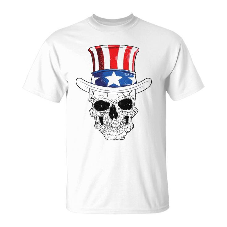 Skull 4Th Of July Uncle Sam American Flag Men Women Unisex T-Shirt