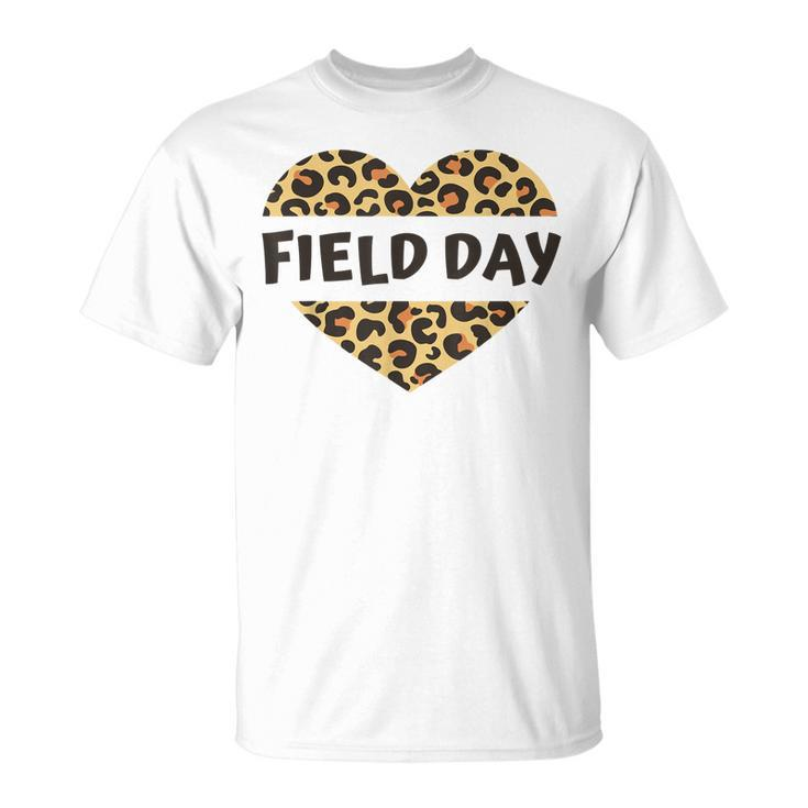 Teachers Field Day Leopard Heart Last Day Of School Kids Men  Unisex T-Shirt