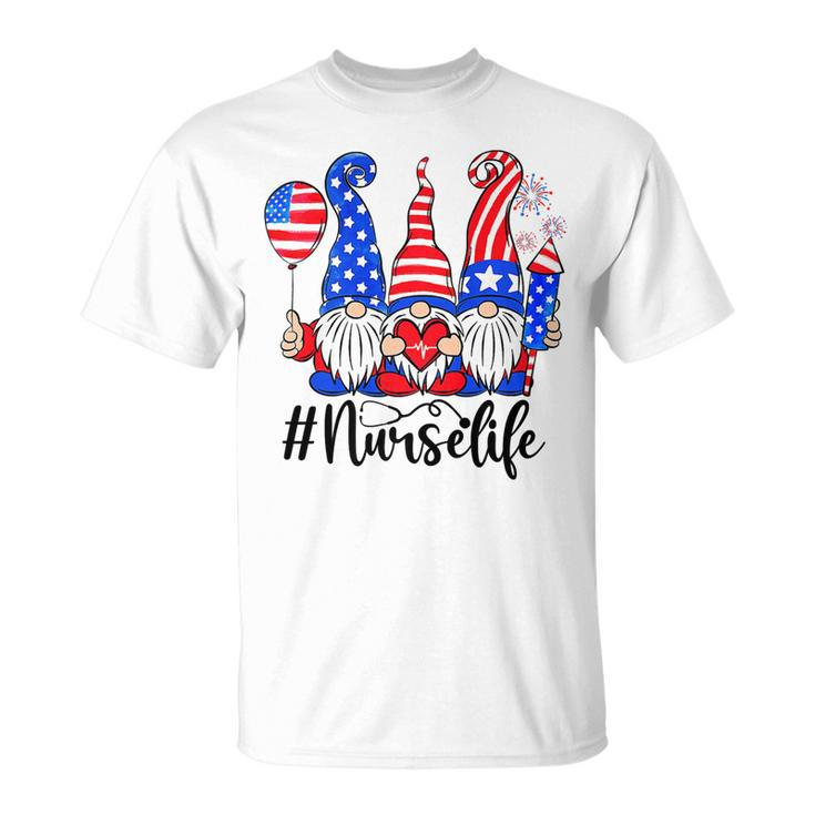 Three American Gnomes Nurses 4Th Of July Nurse Life Women T-Shirt Unisex T-Shirt