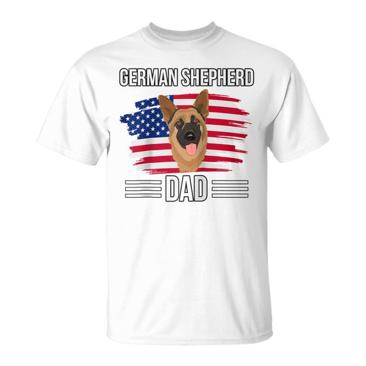Usa Us Flag 4Th Of July Fathers Day German Shepherd Dad  Unisex T-Shirt