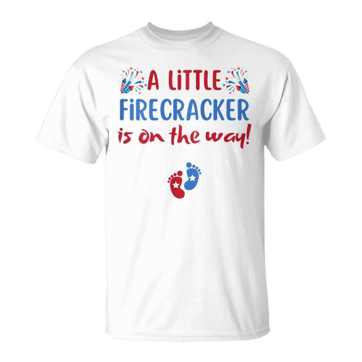 Womens 4Th Of July Pregnancy A Little Firecracker Is On The Way  Unisex T-Shirt