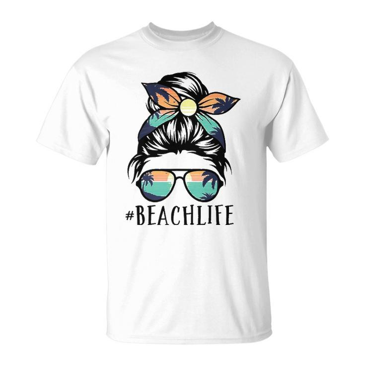 Womens Beach Life S Messy Bun Summer Hawaiian Hawaii Unisex T-Shirt