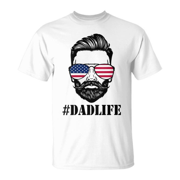 Womens Dad Life Sunglasses American Flag Fathers Day 4Th Of July  Unisex T-Shirt