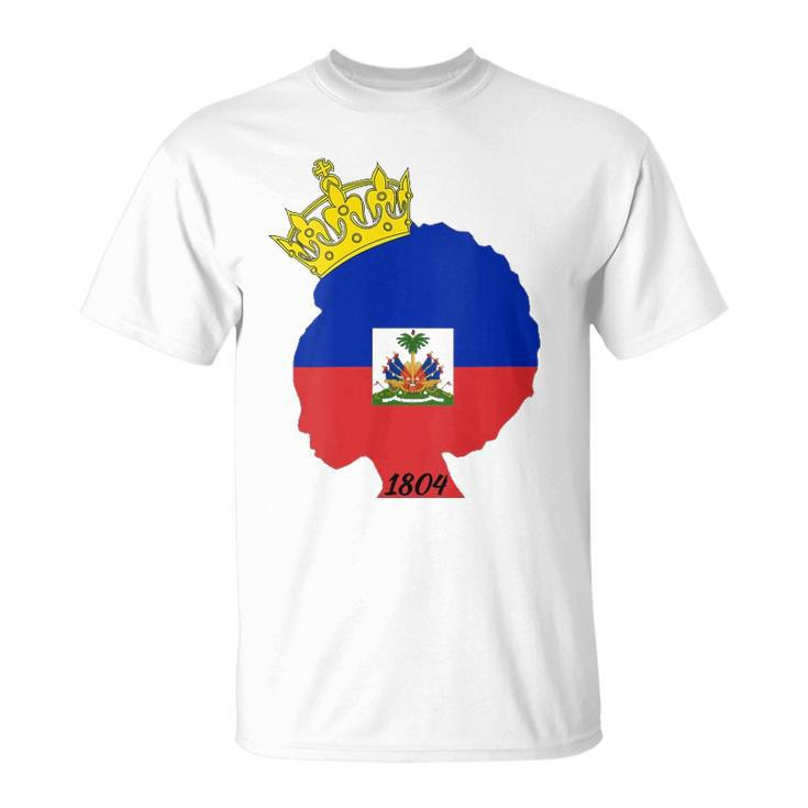 Womens Haitian Afro Queen 1804 Haiti Flag Day Crown Women Gift Unisex T-Shirt