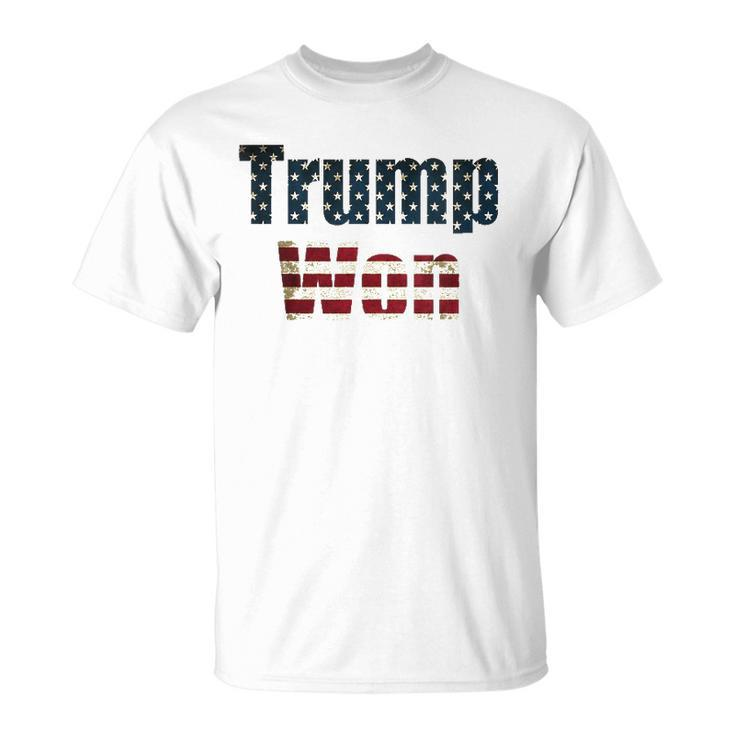 Womens Trump Won Fourth Of July Flag 2024 V-Neck Unisex T-Shirt