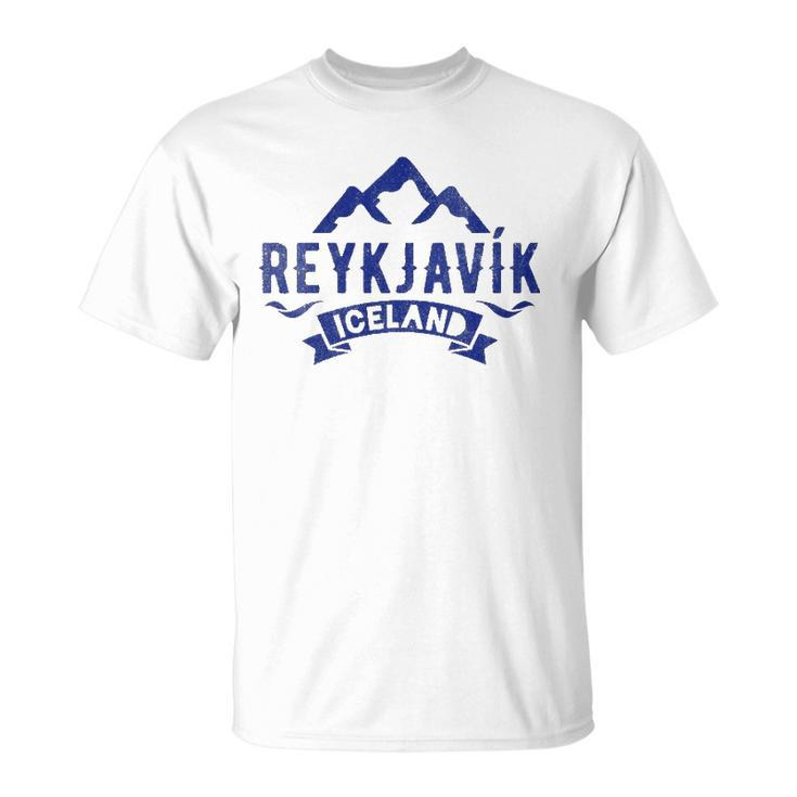 Womens Vintage Reykjavik Iceland With Glaciers Unisex T-Shirt