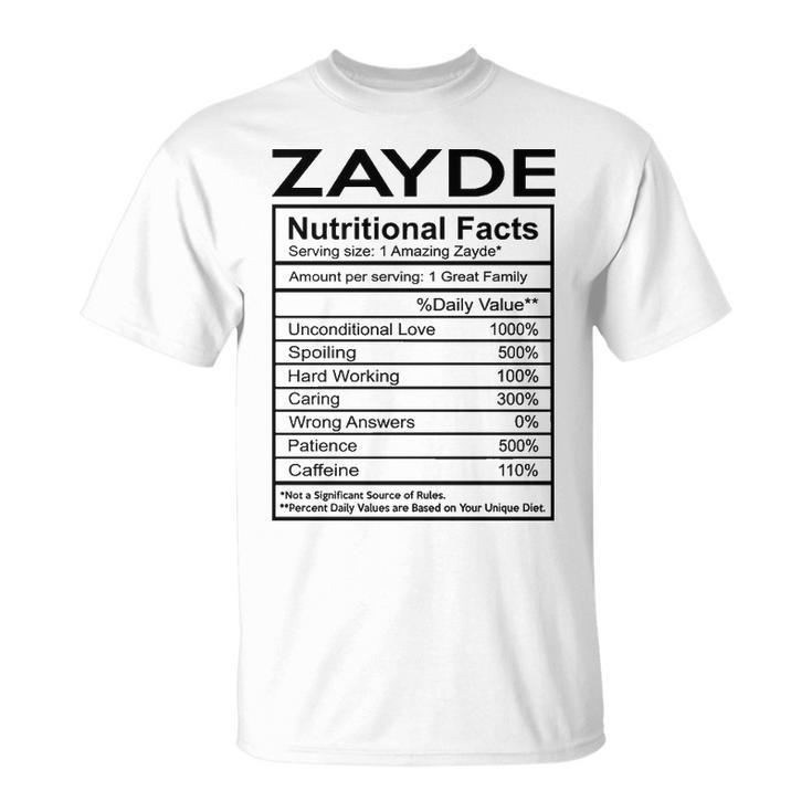 Zayde Grandpa Zayde Nutritional Facts T-Shirt