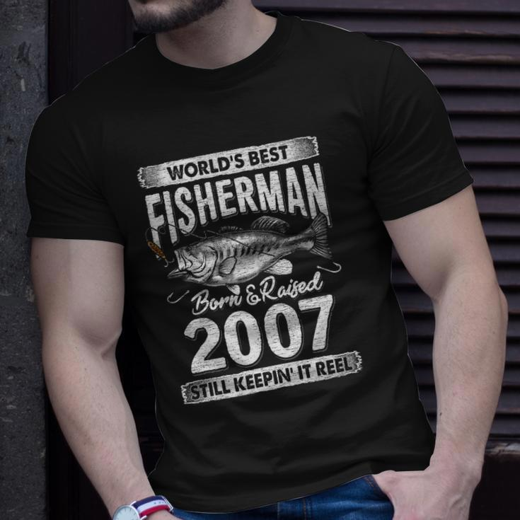 15 Years Old Fisherman Born In 2007 Fisherman 15Th Birthday Unisex T-Shirt Gifts for Him