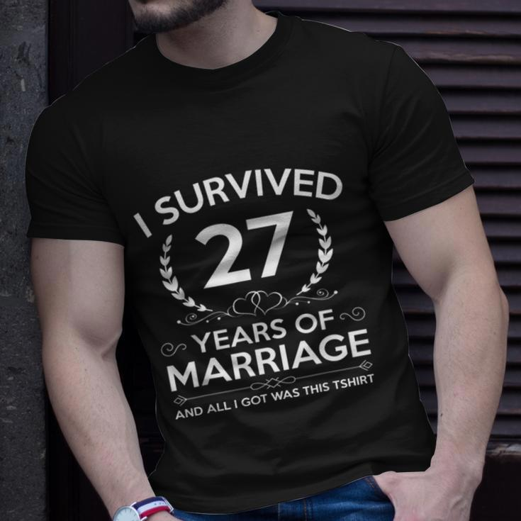 27Th Wedding Anniversary Gifts Couples Husband Wife 27 Years V2 Unisex T-Shirt Gifts for Him