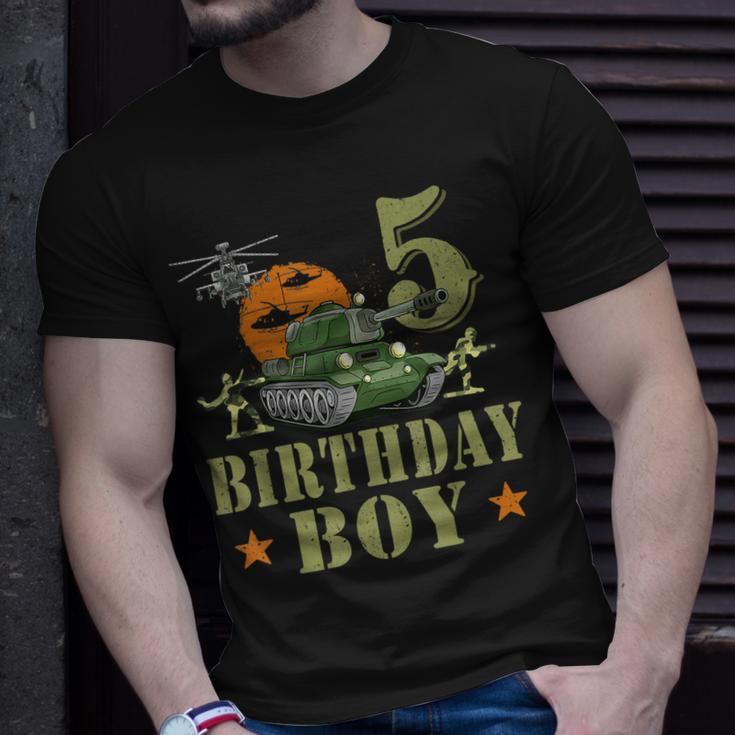 5 Year Old Birthday Boy Army Party 5Th Birthday Camo Unisex T-Shirt Gifts for Him