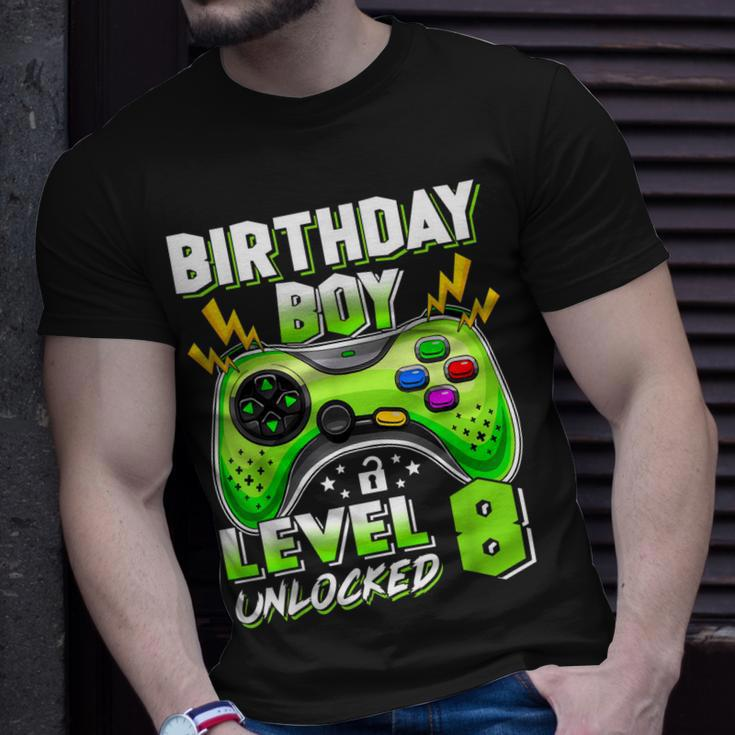 8Th Birthday Boy Level 8 Unlocked Video Game Eight Years Old Unisex T-Shirt Gifts for Him