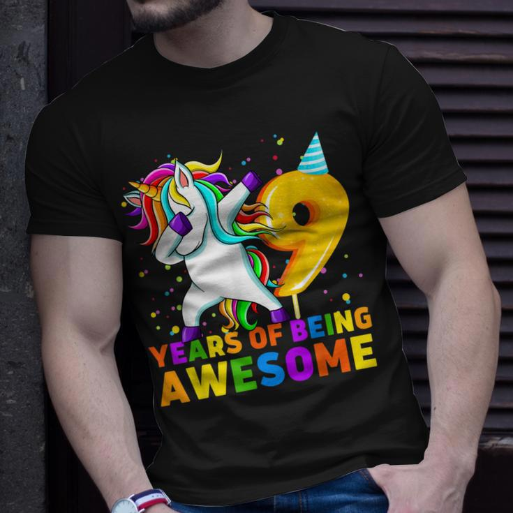 9 Years Old Unicorn Dabbing 9Th Birthday Unicorn Party Unisex T-Shirt Gifts for Him