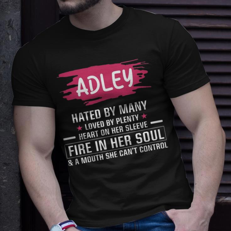 Adley Name Adley Hated By Many Loved By Plenty Heart On Her Sleeve T-Shirt Gifts for Him