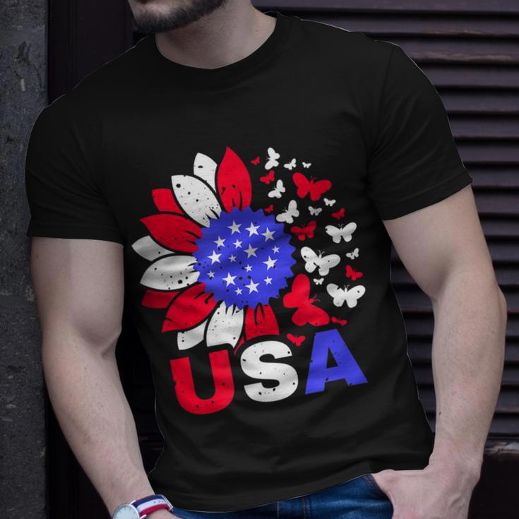 American Flag 4Th Of July Proud Usa Flower Girl Unisex T-Shirt Gifts for Him