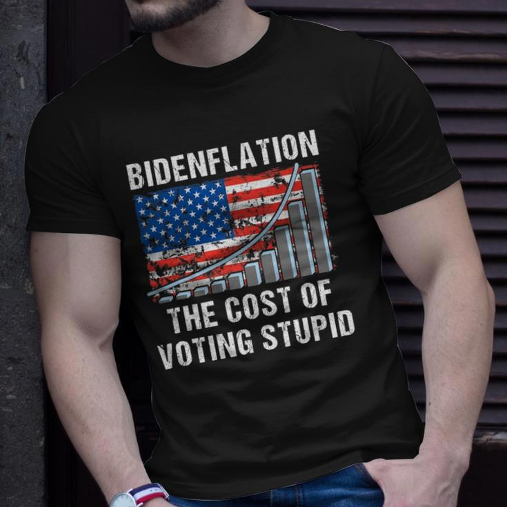American Flag With Inflation Graph Funny Biden Flation Unisex T-Shirt Gifts for Him