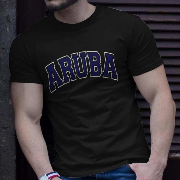 Aruba Varsity Style Navy Blue Text Unisex T-Shirt Gifts for Him