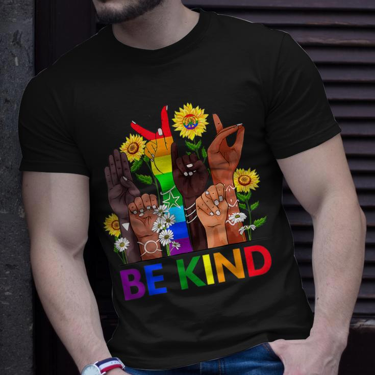 Be Kind Sign Language Hand Talking Lgbtq Flag Gay Pride Unisex T-Shirt Gifts for Him