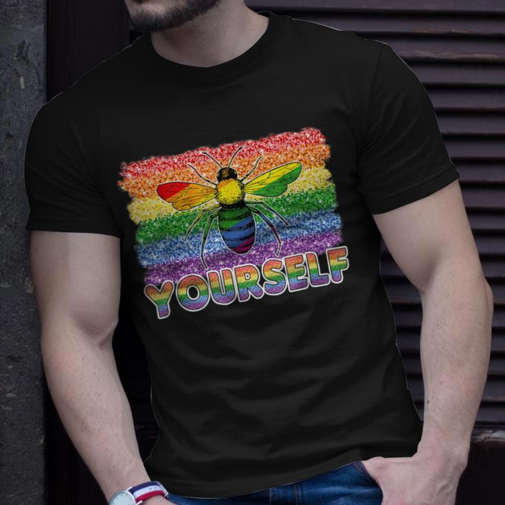 Bee Bee Bee Yourself Butterfly Gay Pride Lgbtq Funny Rainbow Bee V10 Unisex T-Shirt Gifts for Him
