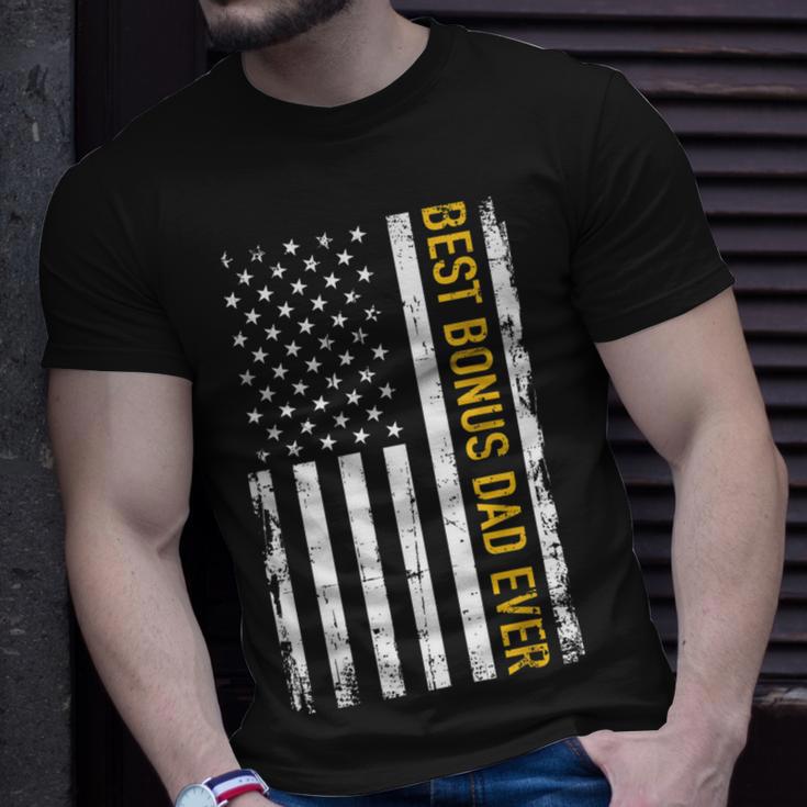 Best Bonus Dad Ever With Us American Flag Unisex T-Shirt Gifts for Him