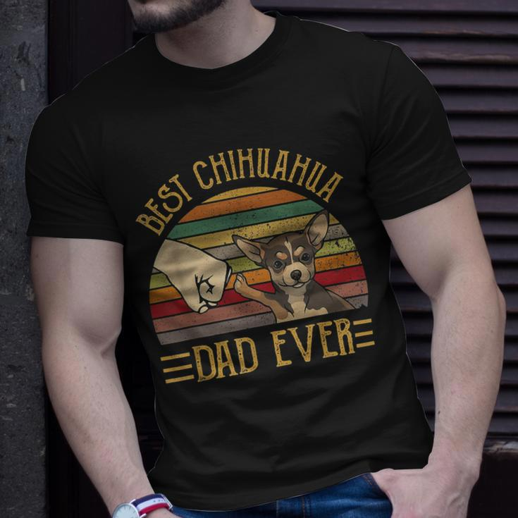 Best Chihuahua Dad Ever Retro Vintage Sunset Unisex T-Shirt Gifts for Him